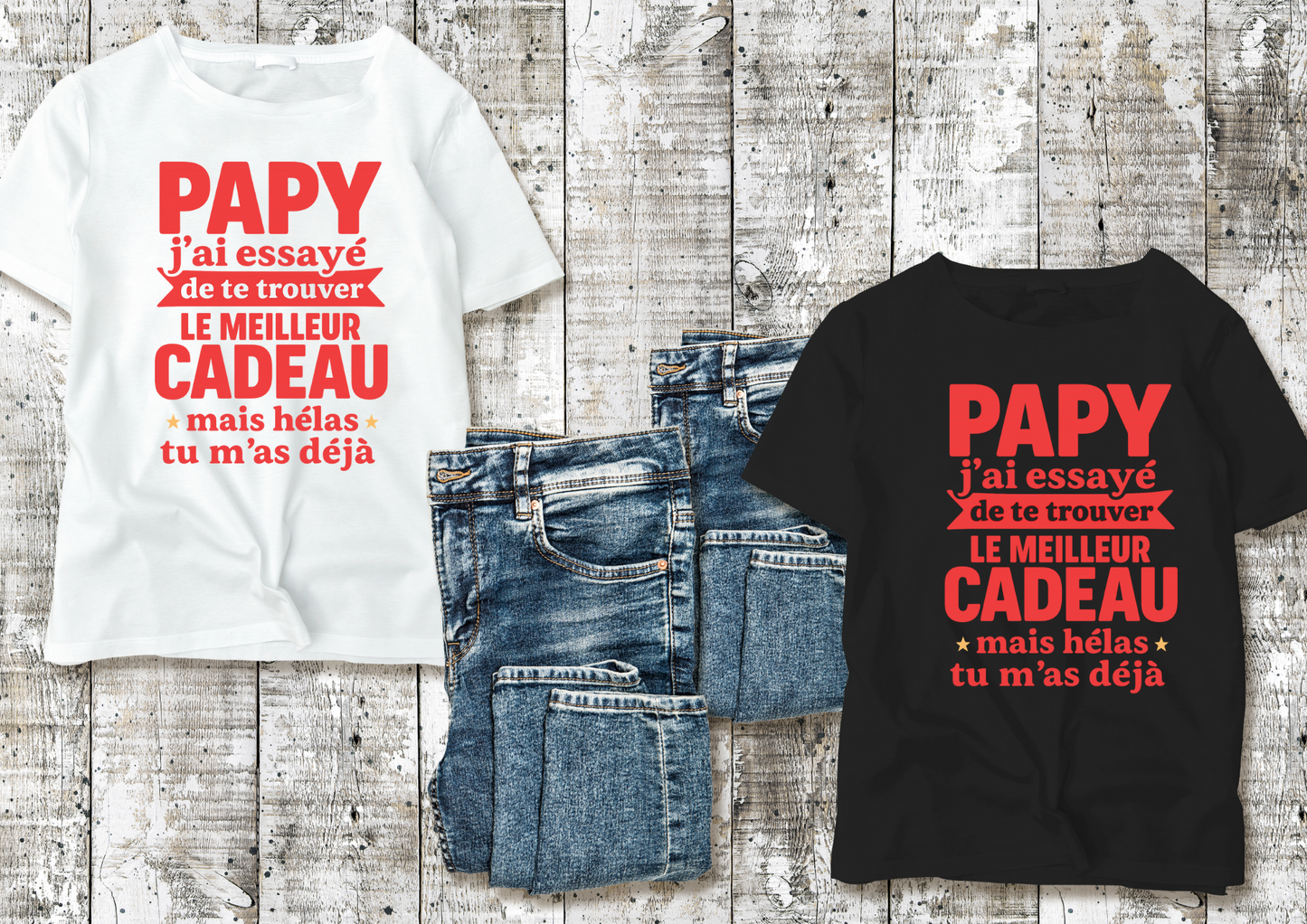 đ T-shirt humour â Papy, le meilleur cadeau câest moi