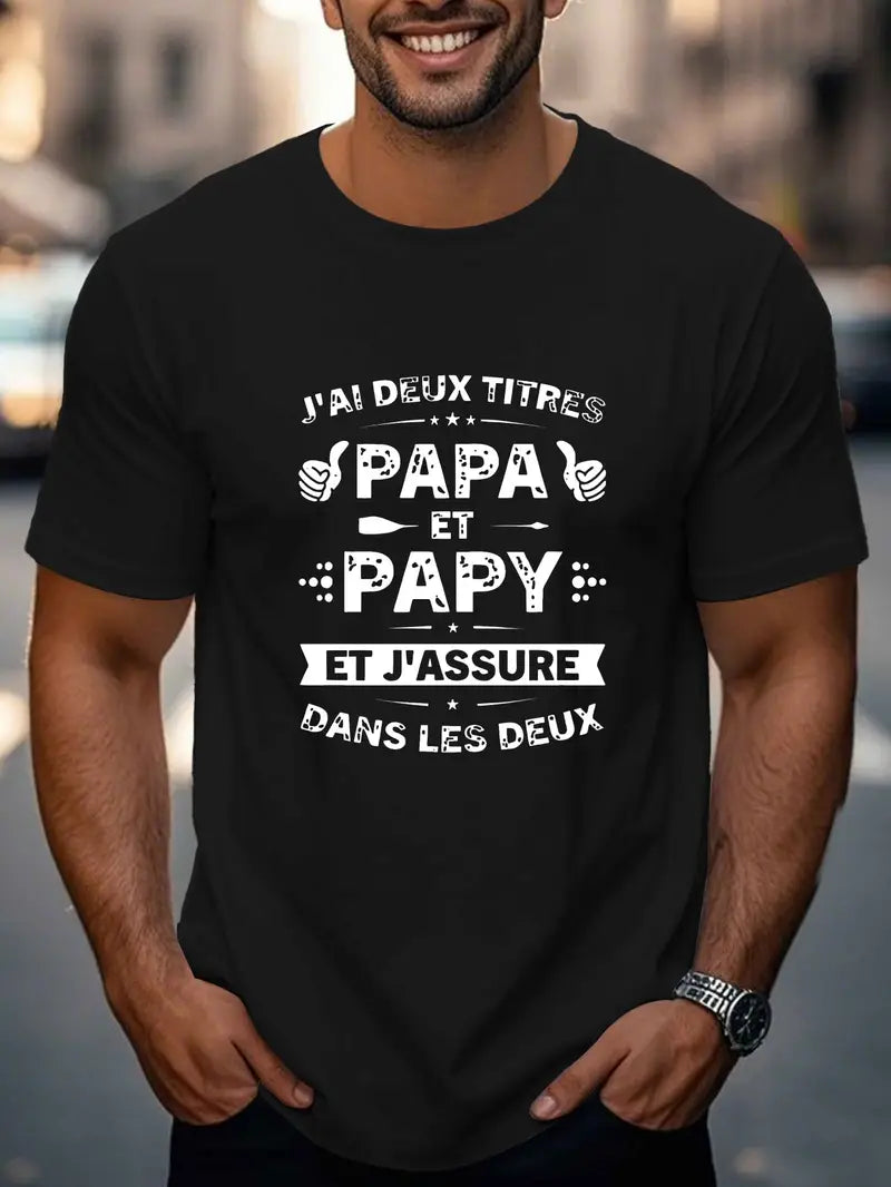 👕 T-Shirt Humour "J’ai Deux Titres Papa et Papy"