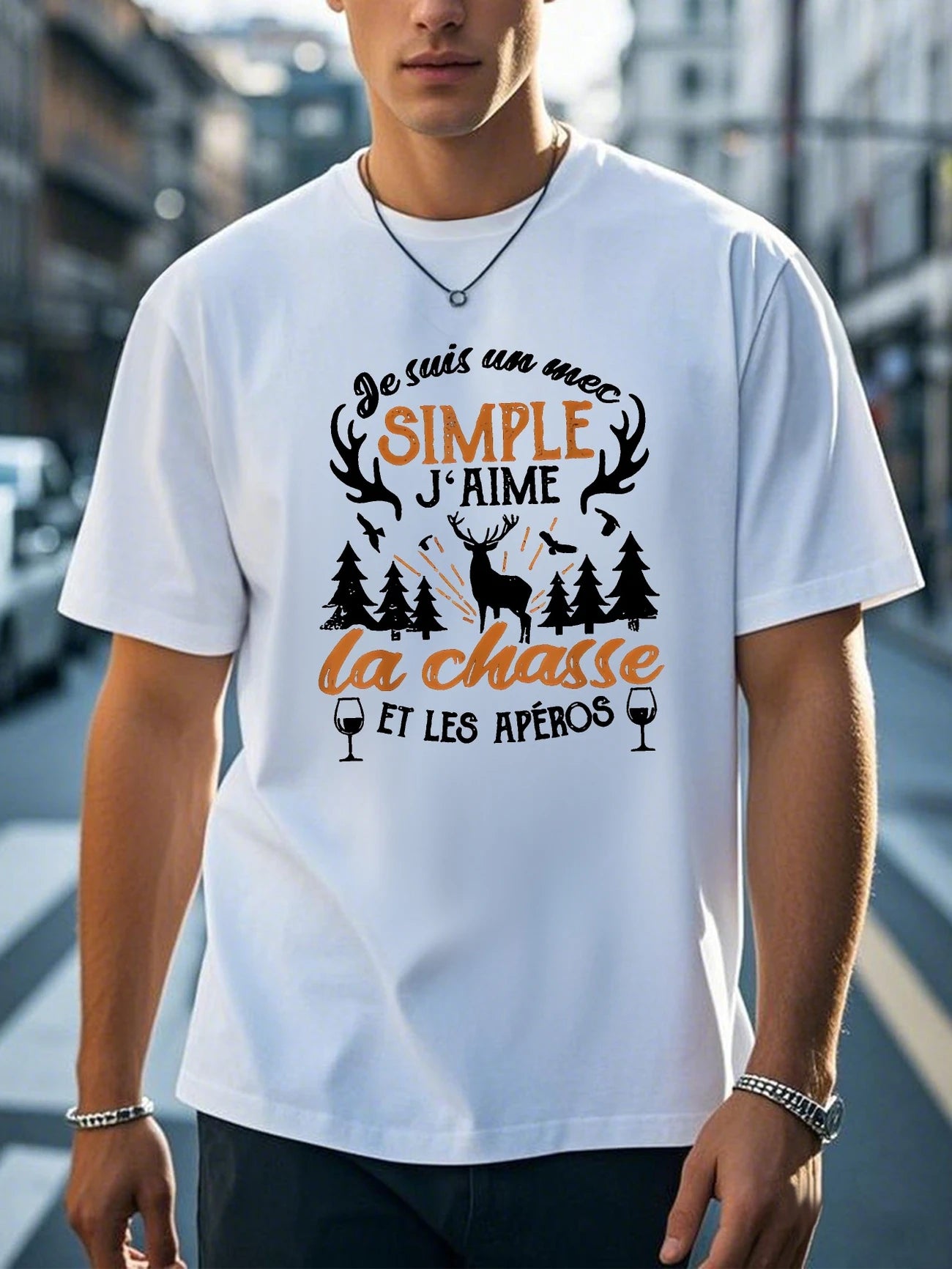 👕 Tee-shirt « Je suis un mec simple : j’aime la chasse et les apéros »
