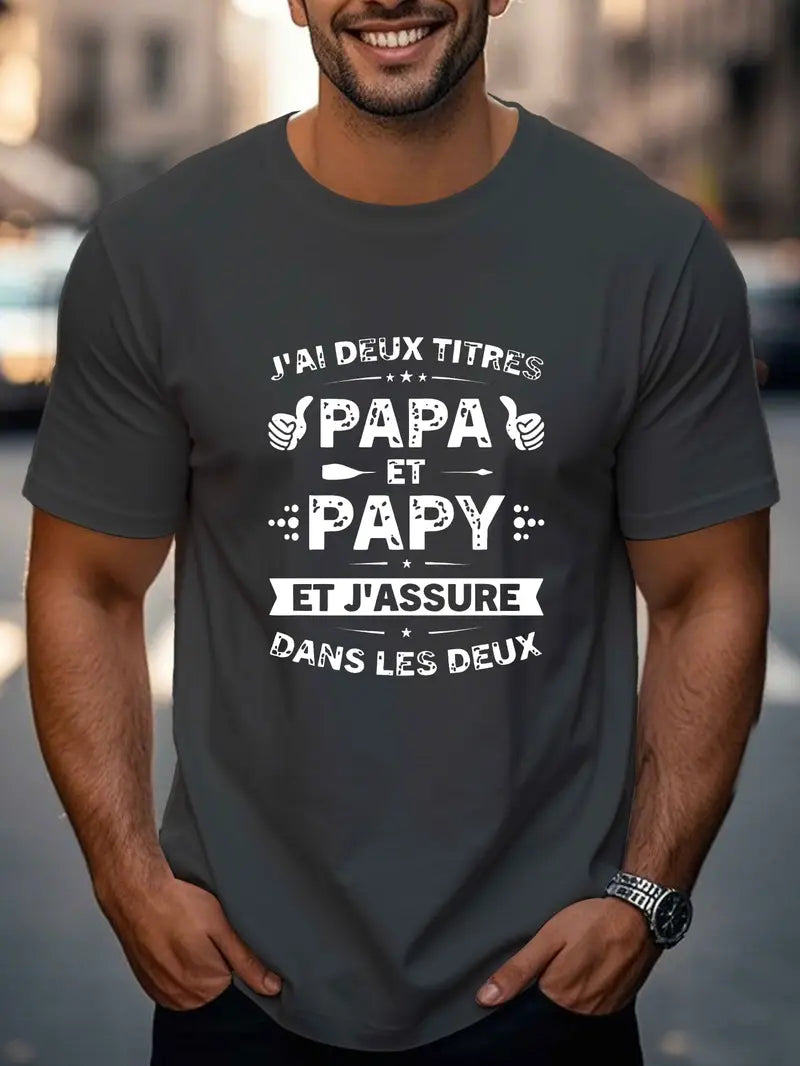 👕 T-Shirt Humour "J’ai Deux Titres Papa et Papy"