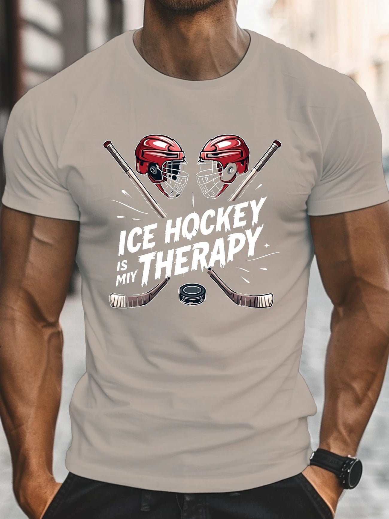 T-shirt Homme « Ice Hockey Is My Therapy » – Passion Hockey sur Glace