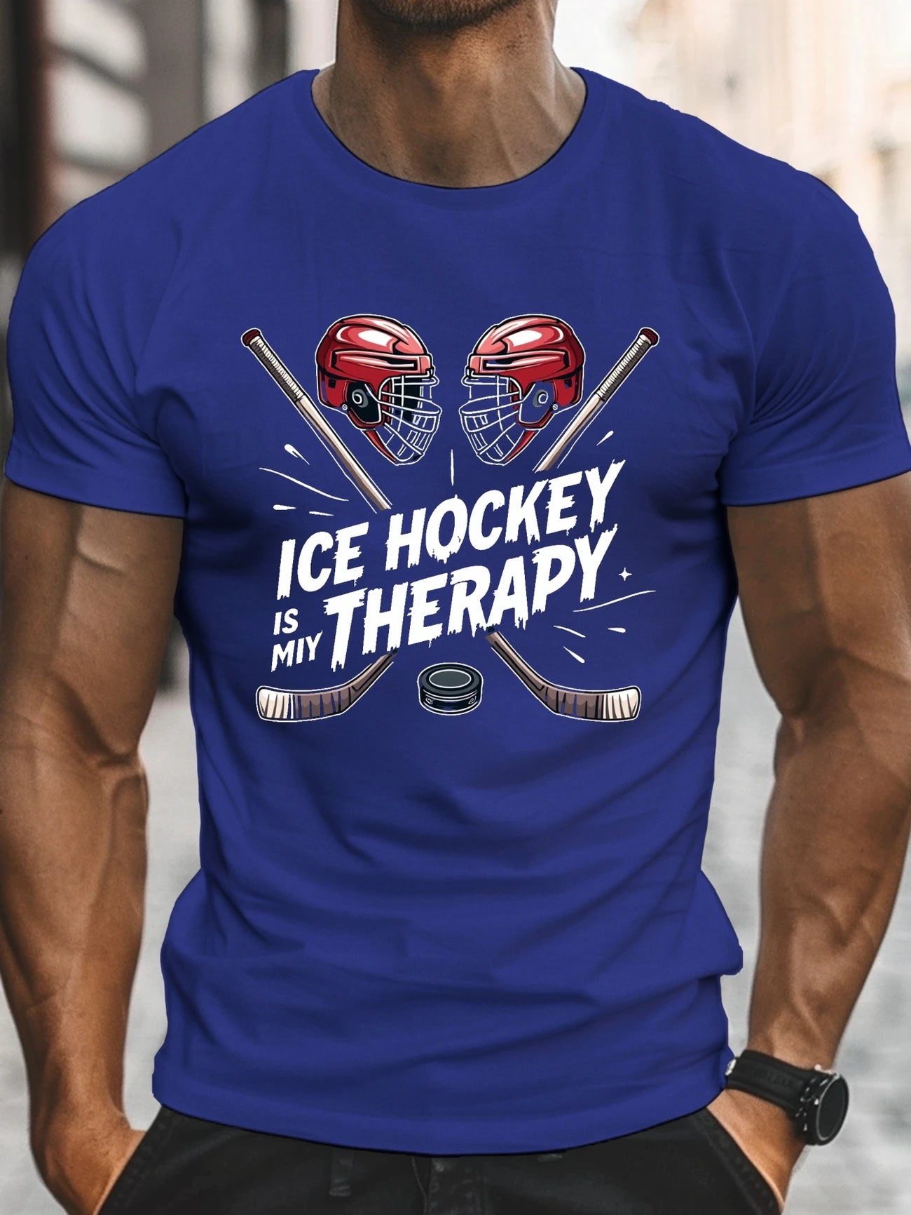 T-shirt Homme « Ice Hockey Is My Therapy » – Passion Hockey sur Glace