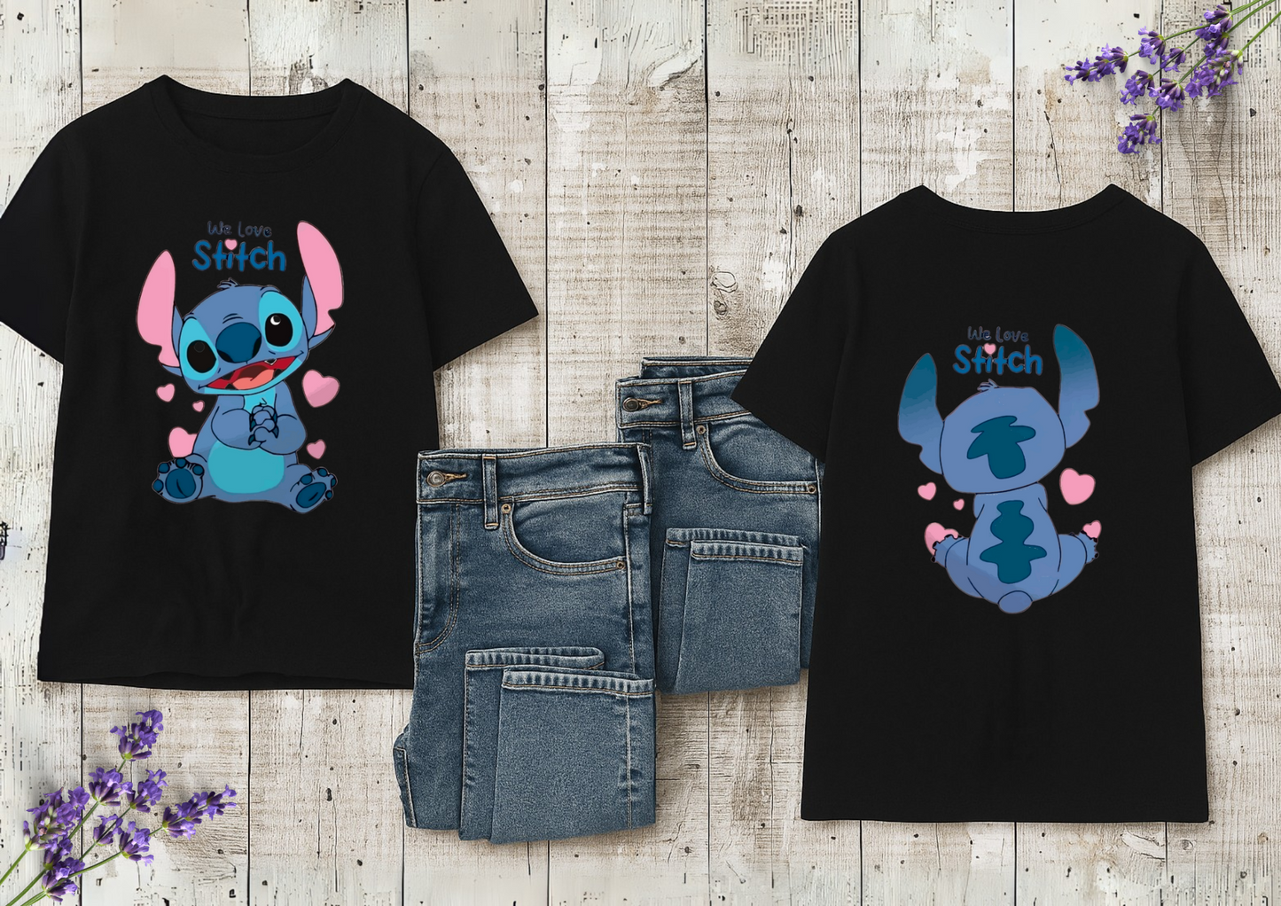 T-shirt Femme "We Love Stitch" – Édition Mignonnerie Totale 💙