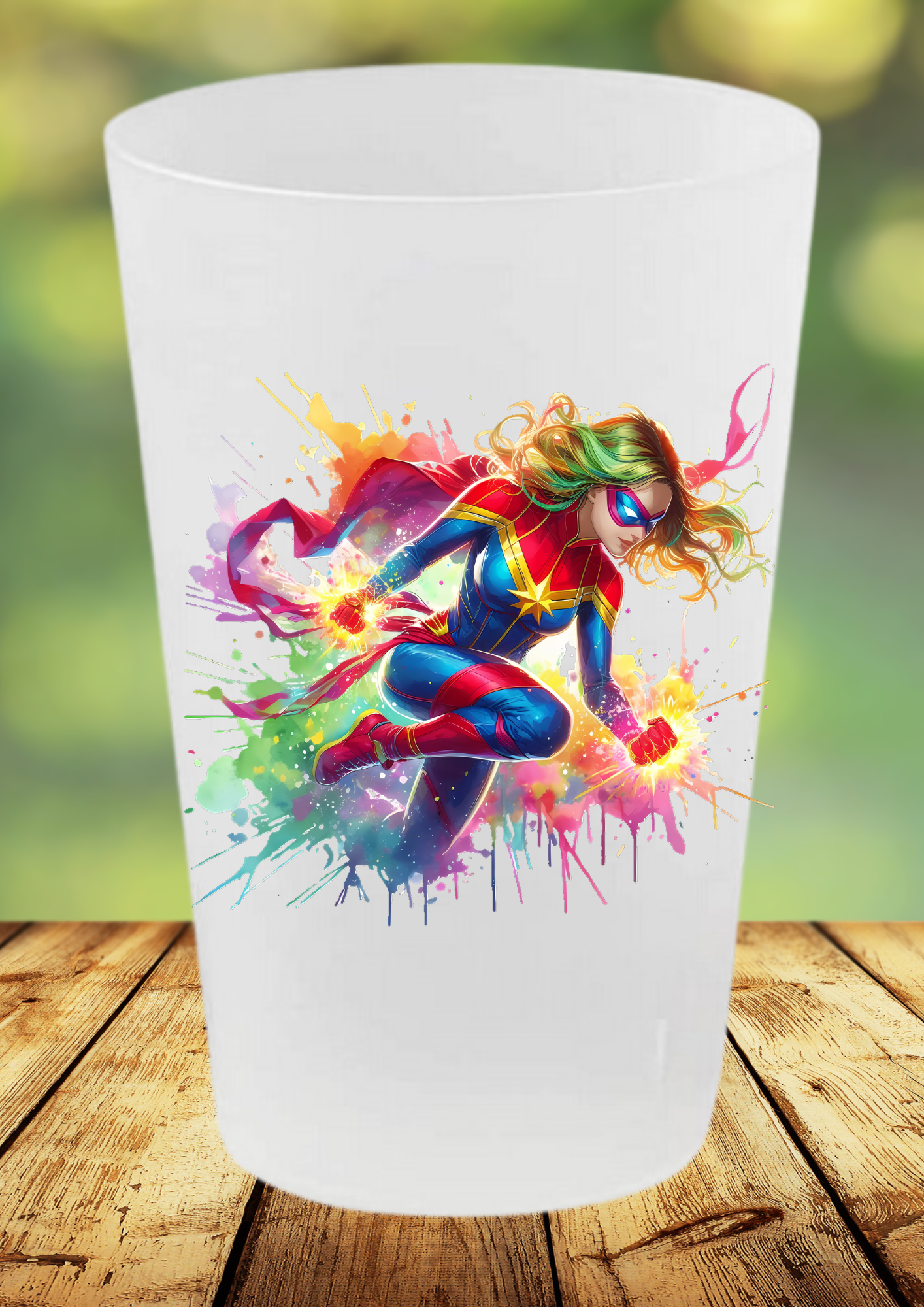 🥤 Gobelet Réutilisable Captain Marvel – Édition Splash Art
