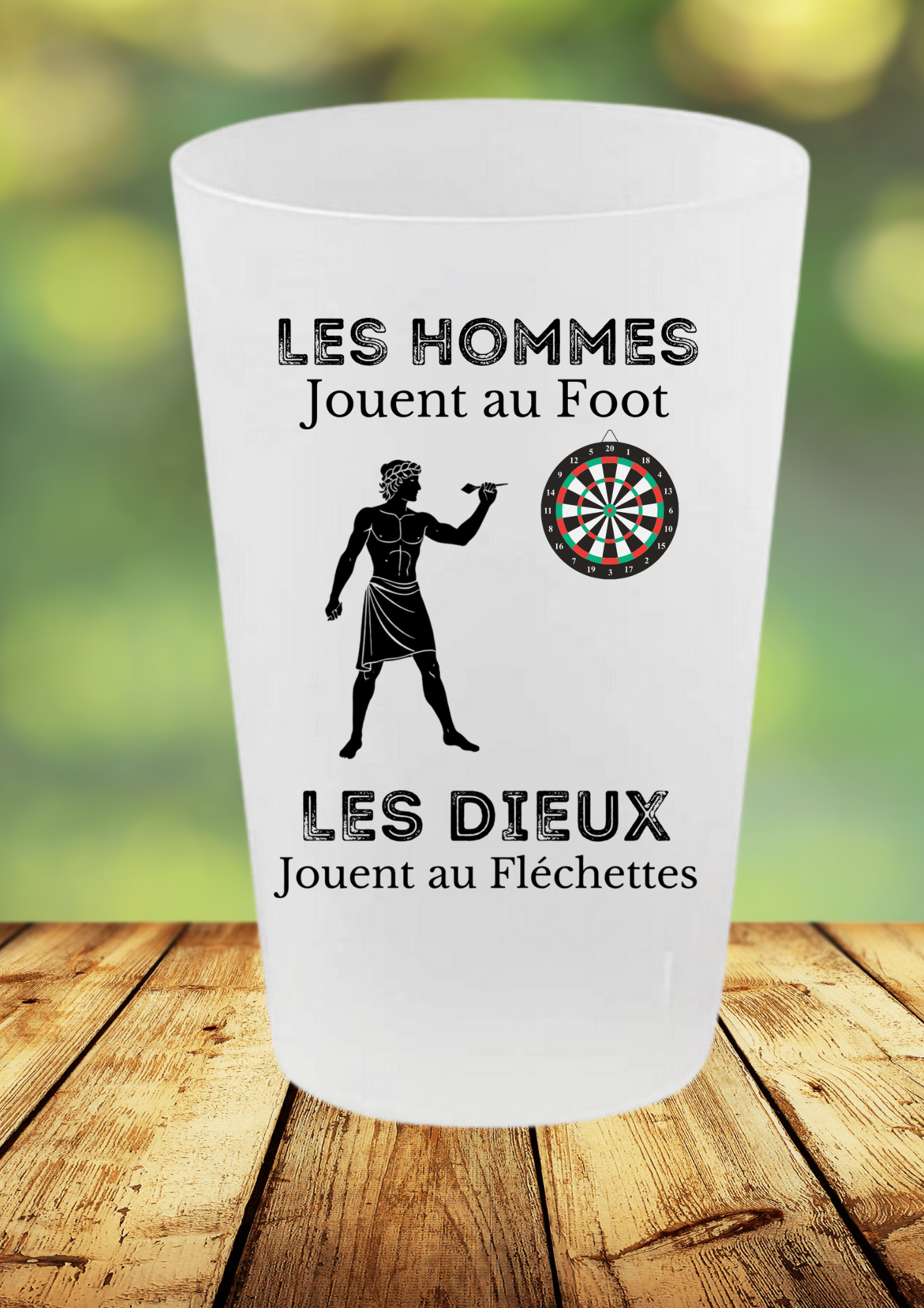 Gobelet humour fléchettes – Les Dieux jouent aux fléchettes
