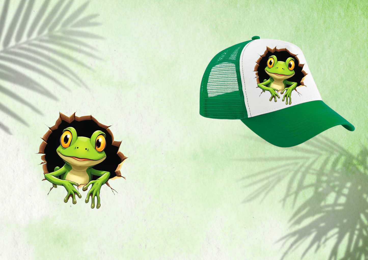 🧢 Casquette Trucker – Grenouille 3D Qui Sort du Trou
