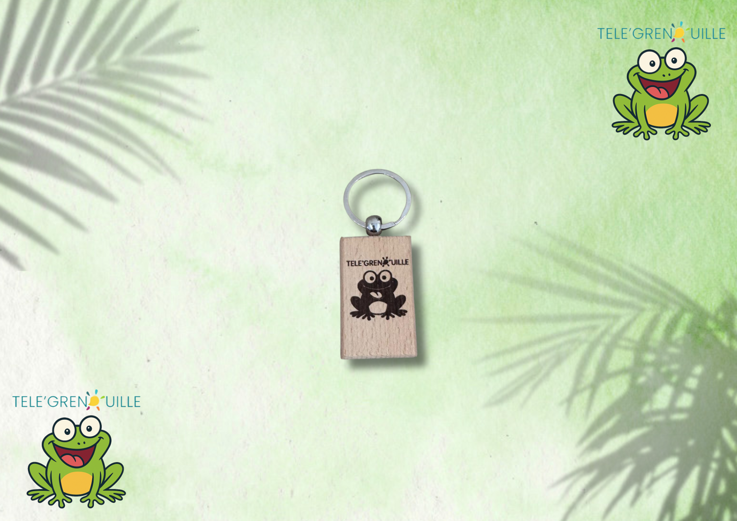🔑 Porte-clés en bois « TÉLÉ’GRENOUILLE » 🐸