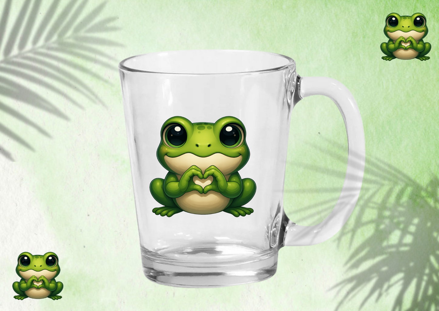 Tasse en verre 325 ml « Grenouille Cœur » 💚🐸