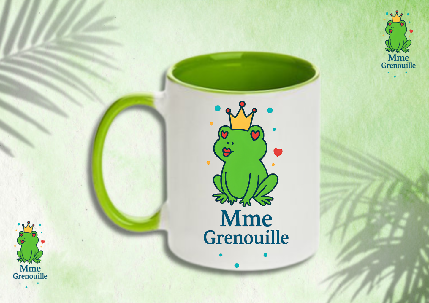 👑 Mug “Mme Grenouille” – La reine du marais au grand cœur 💚☕