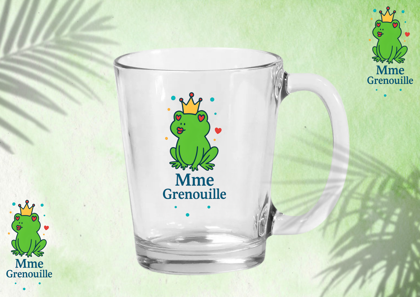 Tasse en verre 325 ml « Mme Grenouille » 👑🐸