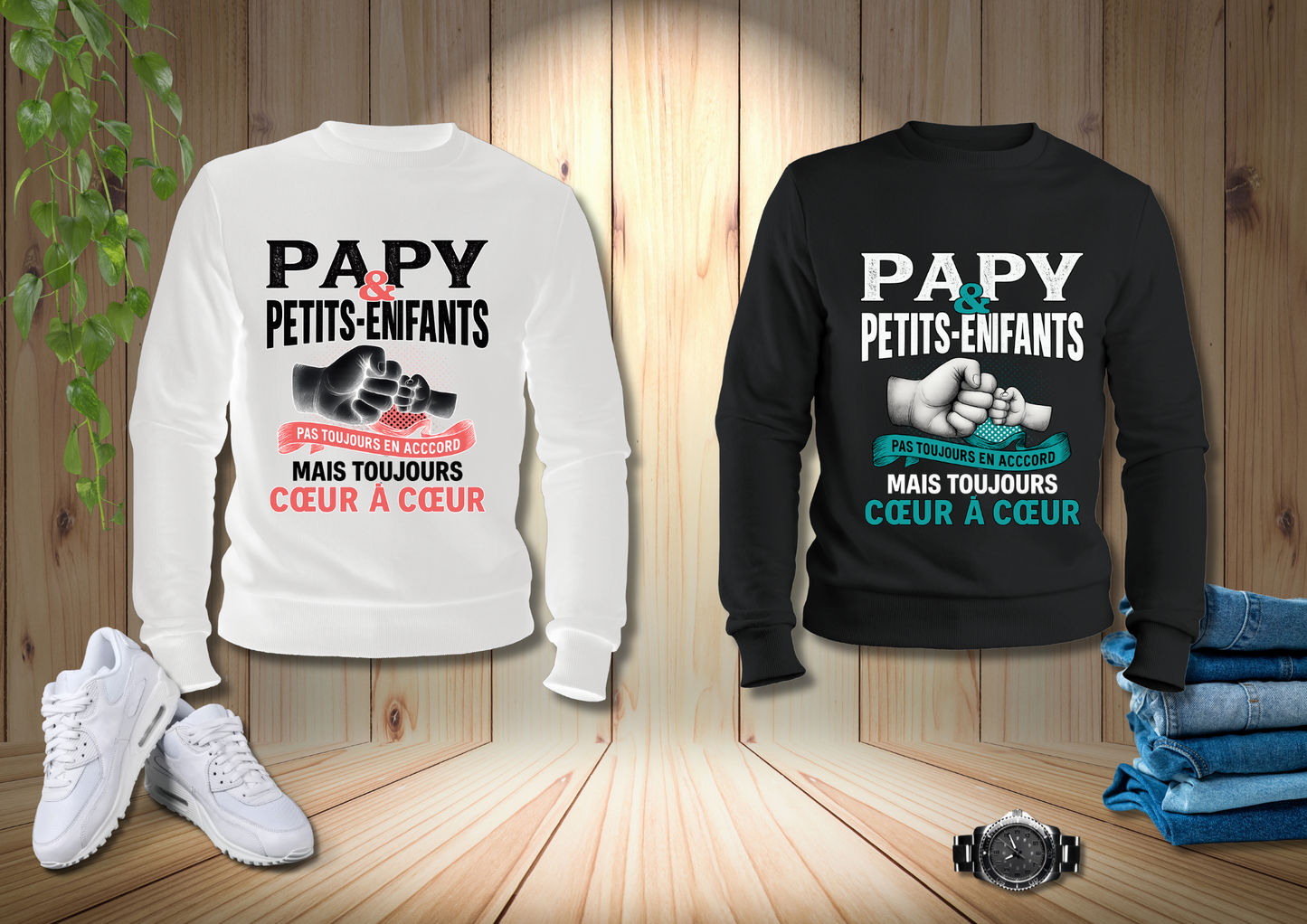 🧥 Sweat-shirt Papy & Petits-Enfants – Cœur à Cœur