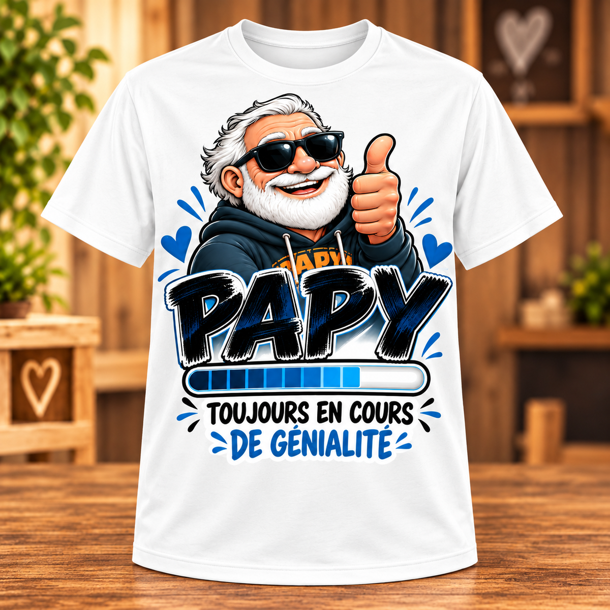 T-shirt blanc Papy toujours en cours de génialité