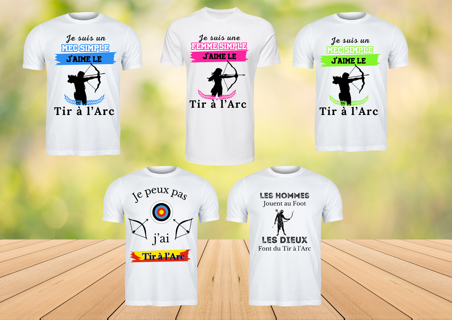 🏹 T-shirt Blanc 100% Coton - Collection "Tir à l'Arc" (5 Modèles au choix)