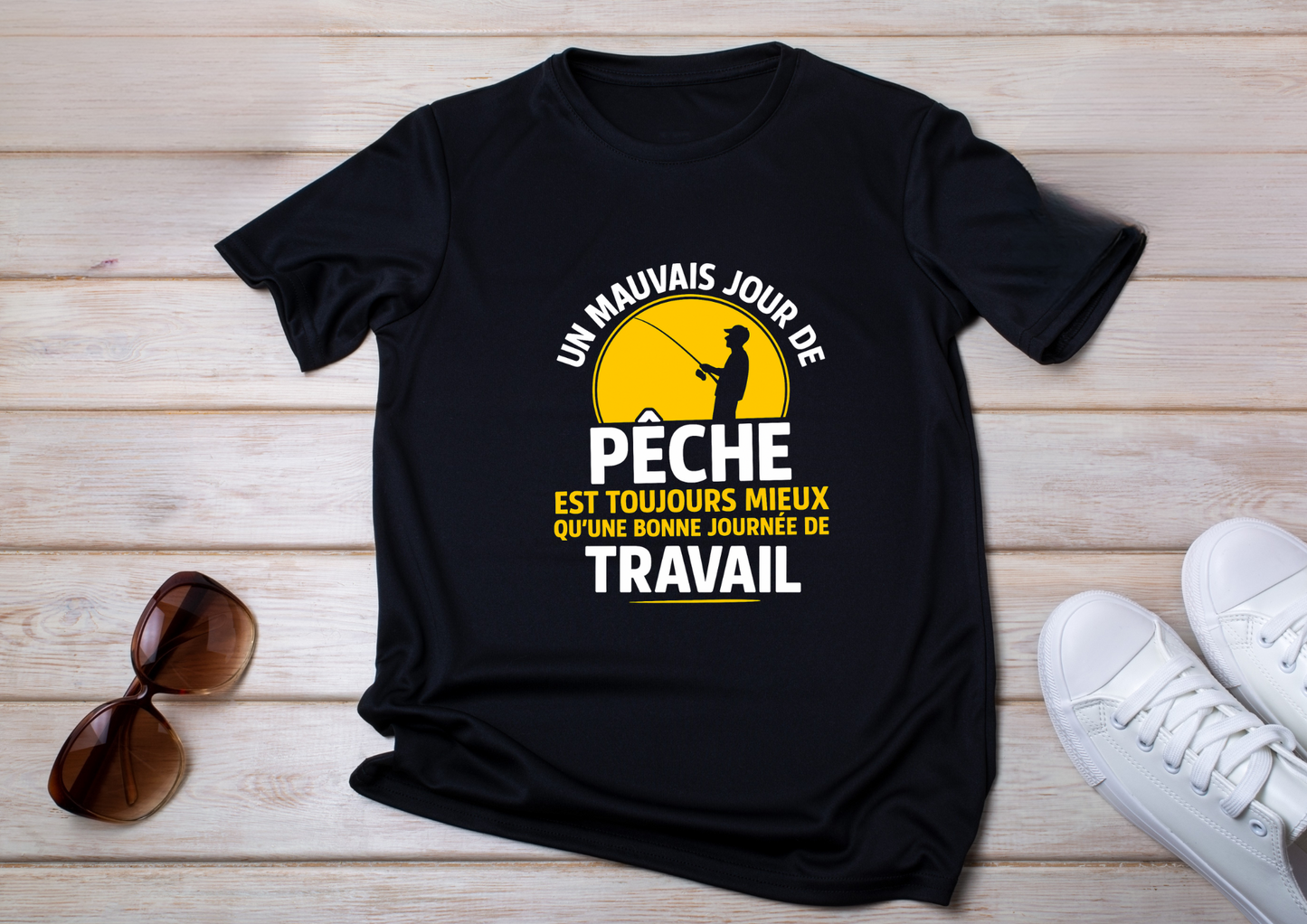 đŁ T-shirt Humour PĂȘche â âUn mauvais jour de pĂȘcheâŠâ