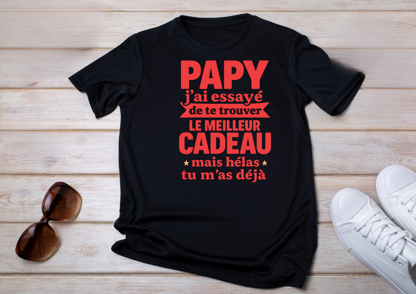 đ T-shirt humour â Papy, le meilleur cadeau câest moi