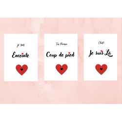 Cartes étapes grossesse -thème coeur