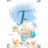 Naissance affiche avec lettre et prenoms personnalisés Garçon lapin