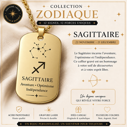 Collier doré signe Sagittaire