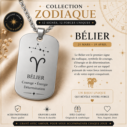 Collier argenté signe Bélier