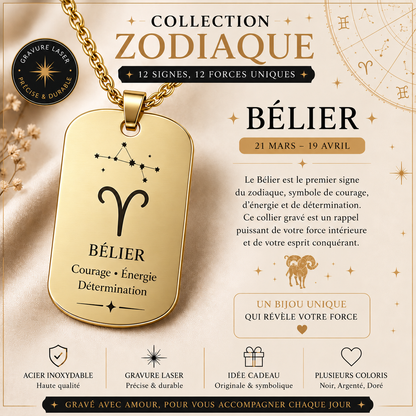 Collier doré signe Bélier