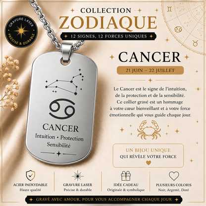 Collier argenté signe Cancer