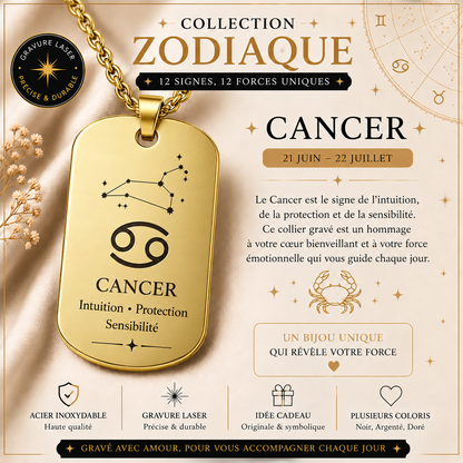 Collier doré signe Cancer