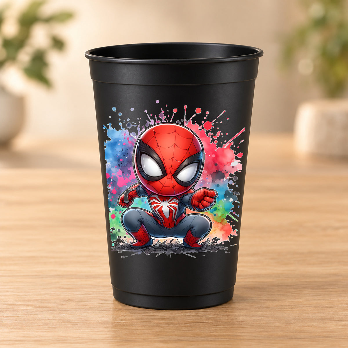 Gobelet noir Spiderman - Spiderman Chibi Lasso