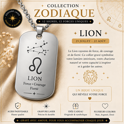 Collier argenté signe Lion