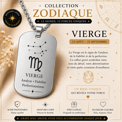 Collier argenté signe Vierge
