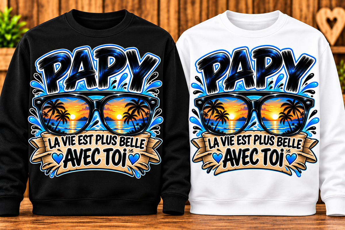 Sweat Papy – La vie est plus belle avec toi, coucher de soleil