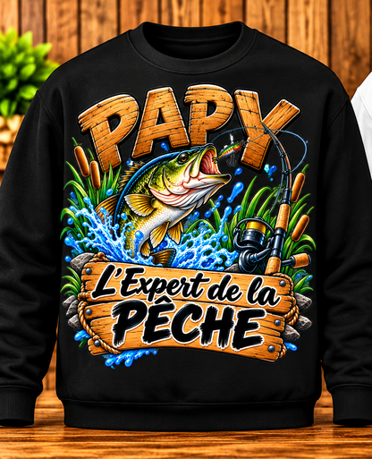 Sweat Papy – L’Expert de la pêche – Noir