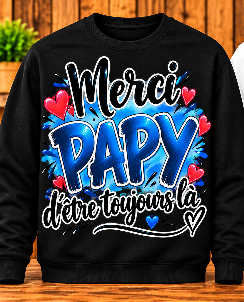 Sweat Merci Papy – D’être toujours là – Noir