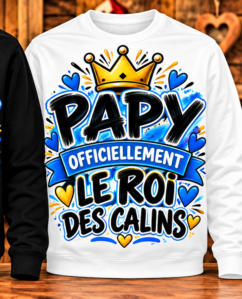 Sweat Papy – Officiellement le roi des câlins – Blanc