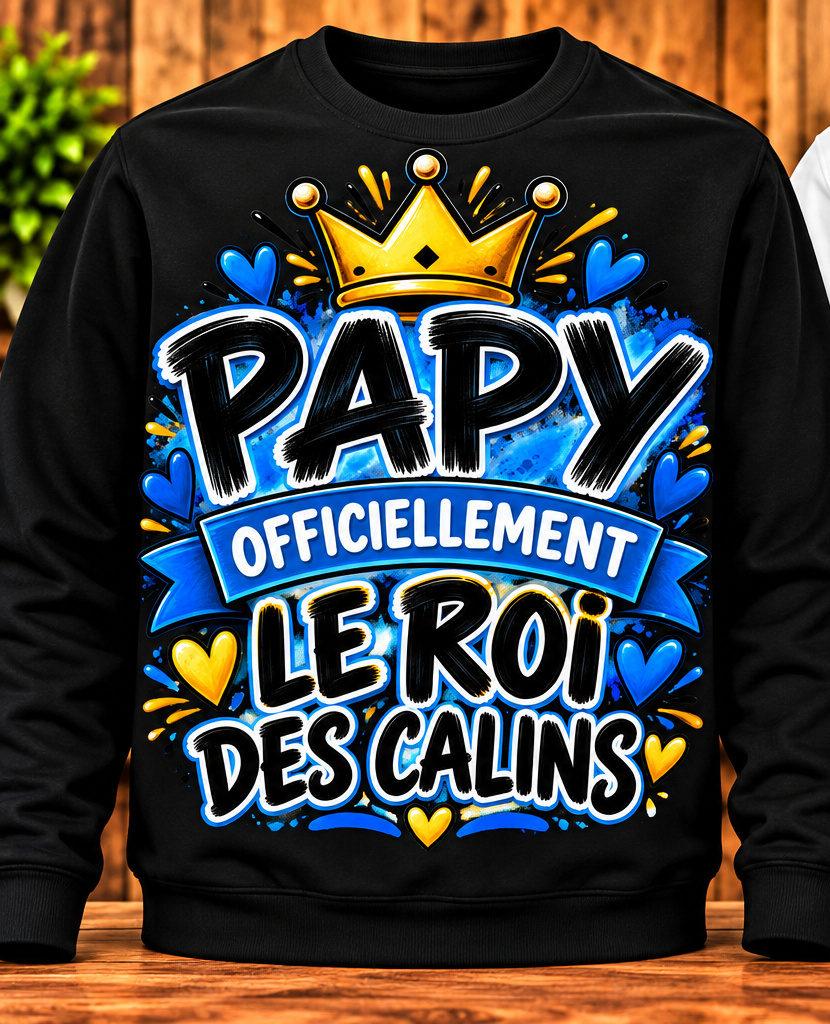 Sweat Papy – Officiellement le roi des câlins – Noir