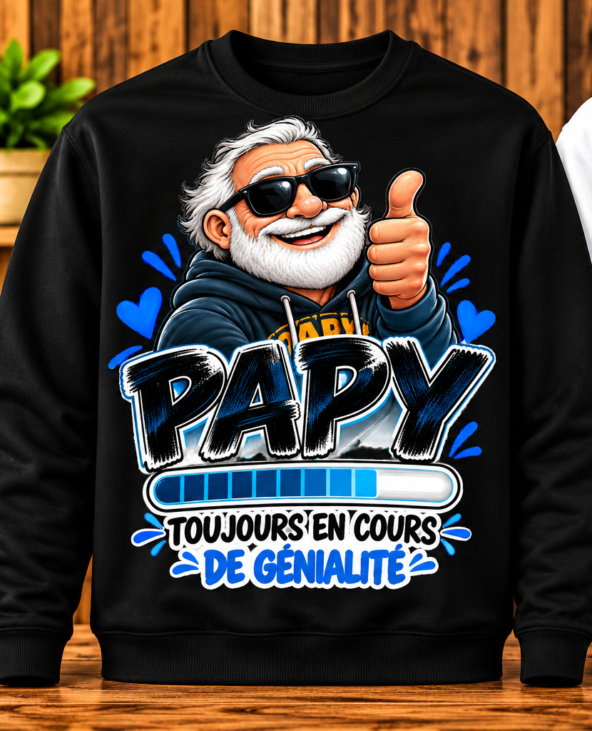 Sweat Papy – Toujours en cours de génialité – Noir