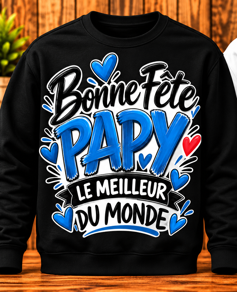 Sweat Bonne Fête Papy – Le meilleur du monde – Noir