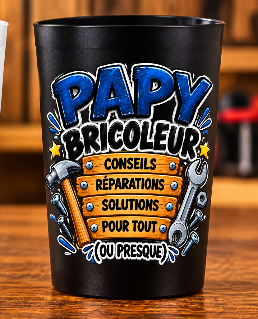 Gobelet Papy bricoleur – Conseils, réparations et solutions – Noir
