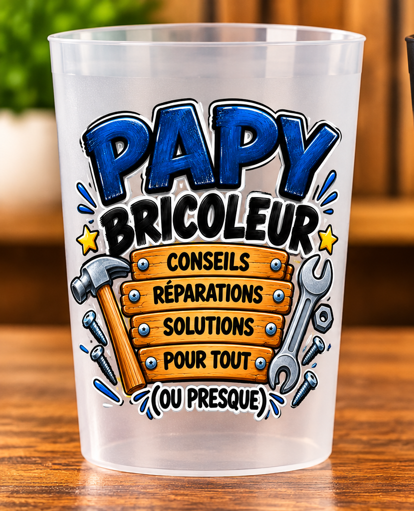 Gobelet Papy bricoleur – Conseils, réparations et solutions – Transparent
