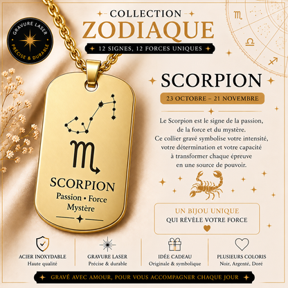 Collier doré signe Scorpion