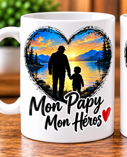 Mug Mon Papy, Mon Héros – Blanc