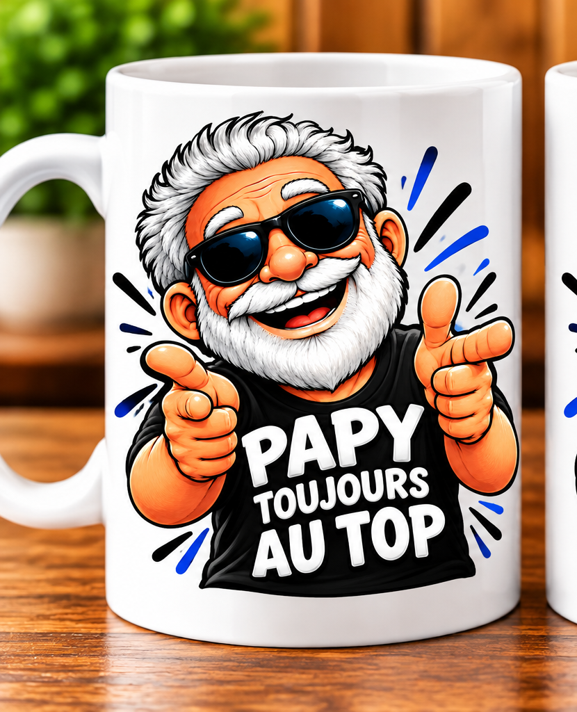 Mug Papy – Toujours au top – Blanc