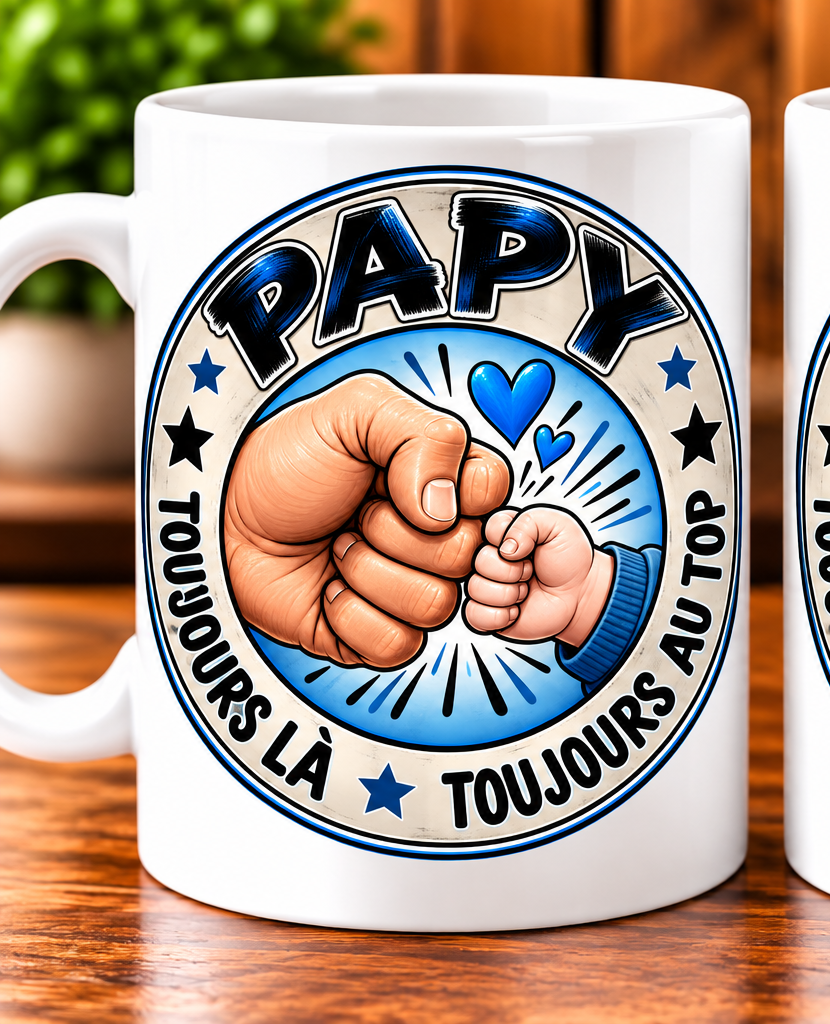 Mug Papy – Toujours là, toujours au top – Blanc