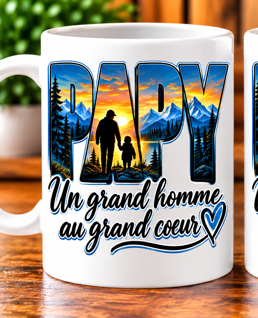Mug Papy – Un grand homme au grand cœur – Blanc