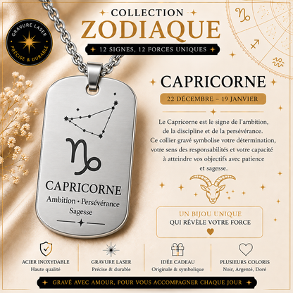 Collier argenté signe Capricorne