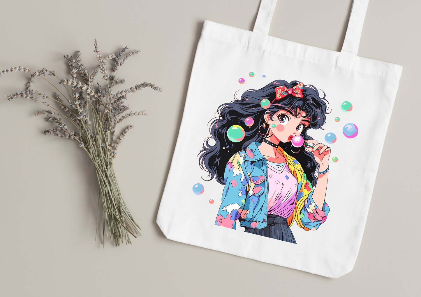 Tote Bag Retro Anime Nostalgia – 61 modèles au choix – Noir ou Blanc