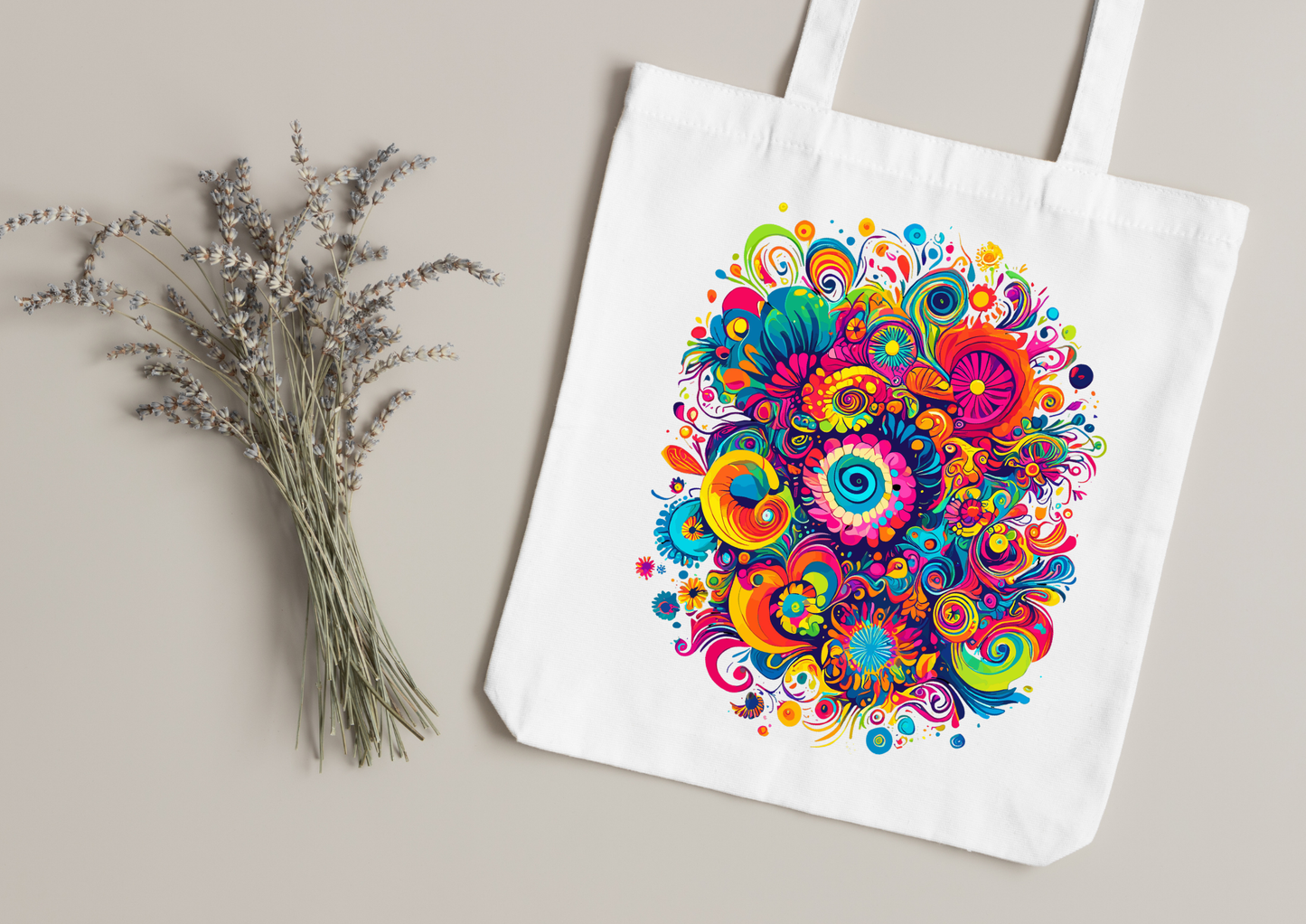 Tote Bag Psychedelic Designs – 100 modèles au choix – Noir ou Blanc
