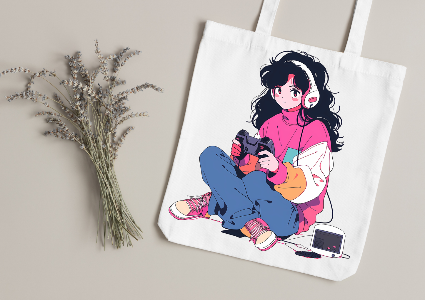Tote Bag Retro Anime Nostalgia – 61 modèles au choix – Noir ou Blanc