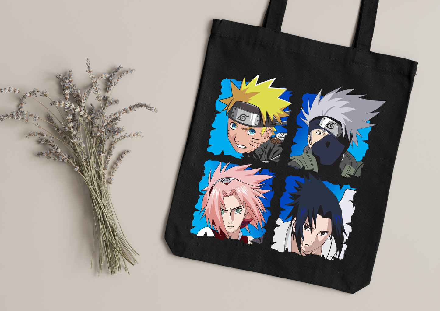 Tote Bag Anime – 104 modèles au choix – Noir