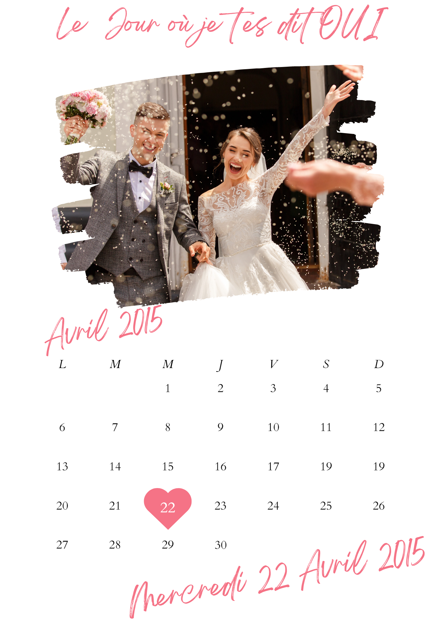 Calendrier rencontre ou mariage personnalisé