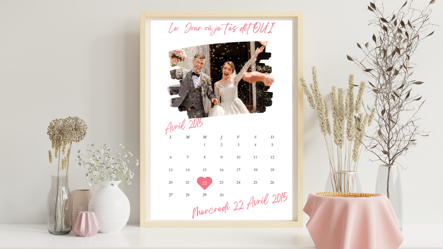 Calendrier rencontre ou mariage personnalisé